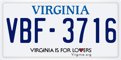 VA license plate VBF3716