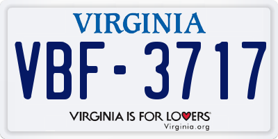VA license plate VBF3717