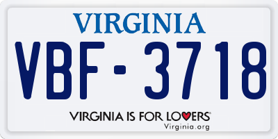 VA license plate VBF3718