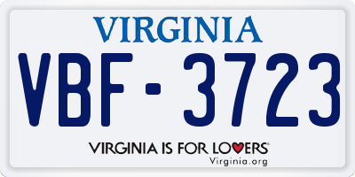VA license plate VBF3723