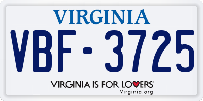 VA license plate VBF3725
