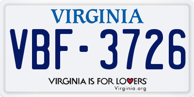 VA license plate VBF3726