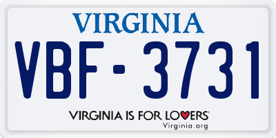 VA license plate VBF3731