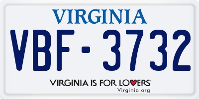 VA license plate VBF3732