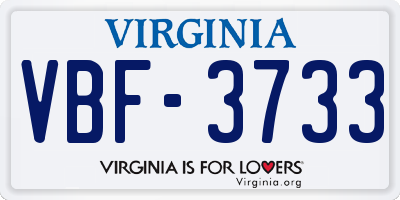 VA license plate VBF3733