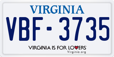 VA license plate VBF3735