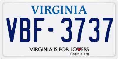 VA license plate VBF3737