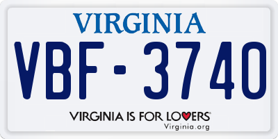 VA license plate VBF3740