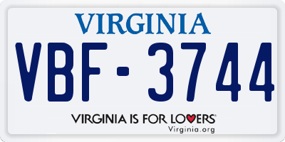 VA license plate VBF3744