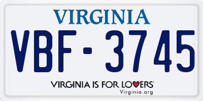VA license plate VBF3745