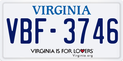 VA license plate VBF3746