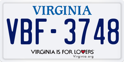 VA license plate VBF3748