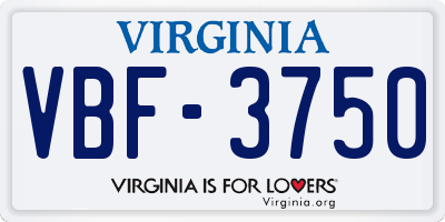 VA license plate VBF3750