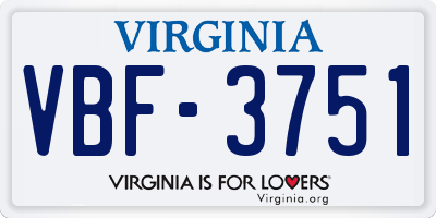 VA license plate VBF3751