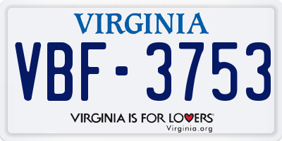 VA license plate VBF3753