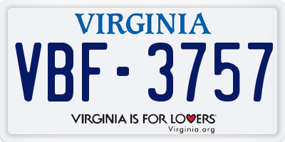VA license plate VBF3757