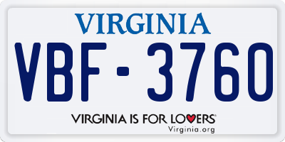 VA license plate VBF3760