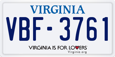 VA license plate VBF3761