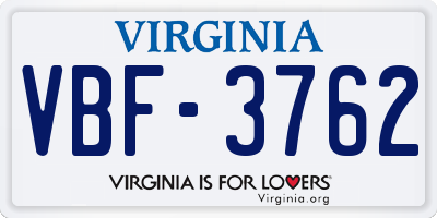 VA license plate VBF3762
