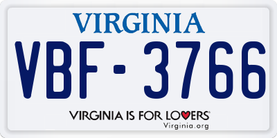 VA license plate VBF3766