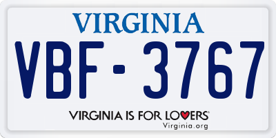 VA license plate VBF3767