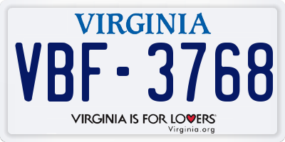 VA license plate VBF3768