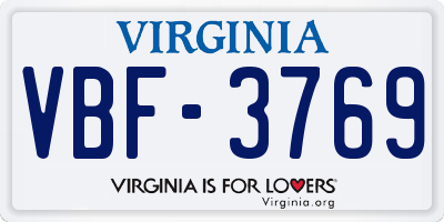 VA license plate VBF3769