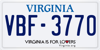 VA license plate VBF3770