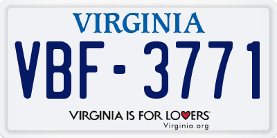 VA license plate VBF3771