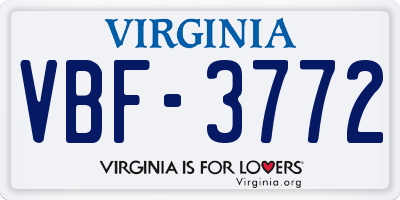 VA license plate VBF3772