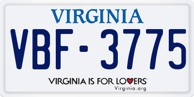 VA license plate VBF3775