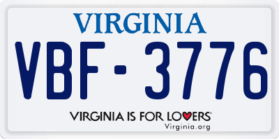 VA license plate VBF3776