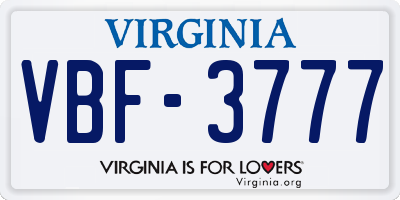 VA license plate VBF3777