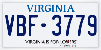 VA license plate VBF3779