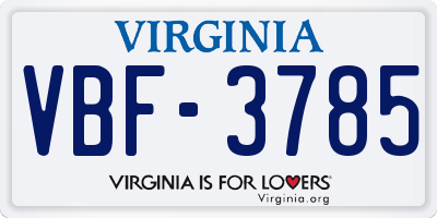 VA license plate VBF3785