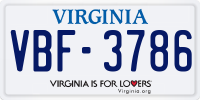 VA license plate VBF3786