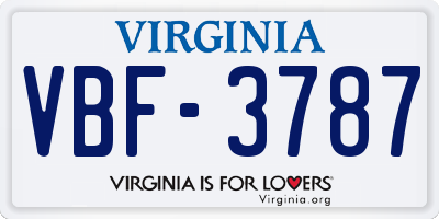 VA license plate VBF3787