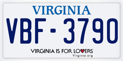 VA license plate VBF3790