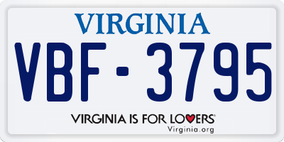 VA license plate VBF3795