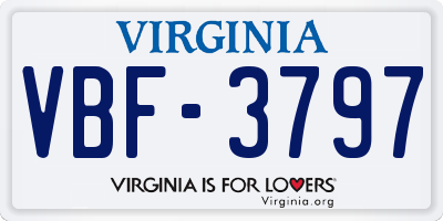 VA license plate VBF3797