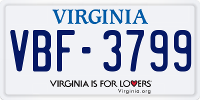 VA license plate VBF3799