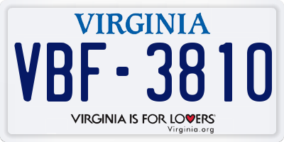 VA license plate VBF3810