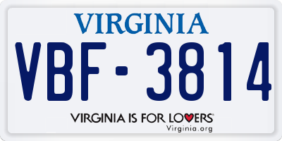 VA license plate VBF3814