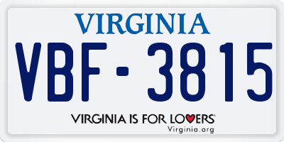 VA license plate VBF3815