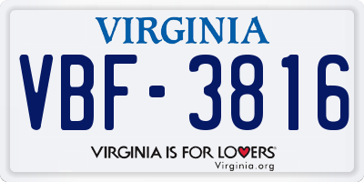 VA license plate VBF3816