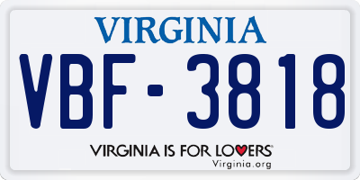 VA license plate VBF3818