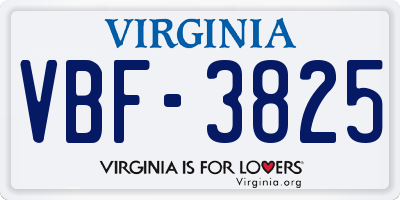 VA license plate VBF3825