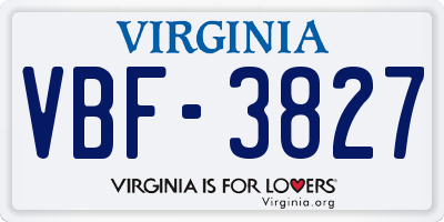 VA license plate VBF3827