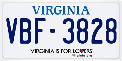 VA license plate VBF3828