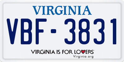 VA license plate VBF3831